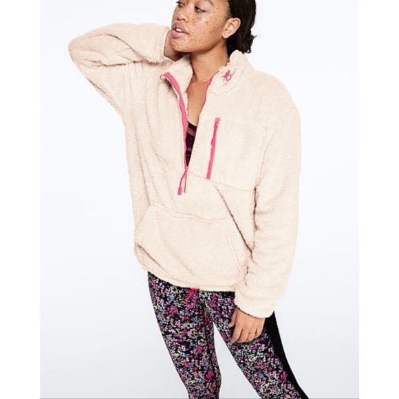 PINK Victoria's Secret Tops - NWT VS PINK   TEDDY HALF-ZIP TUNIC Sz L